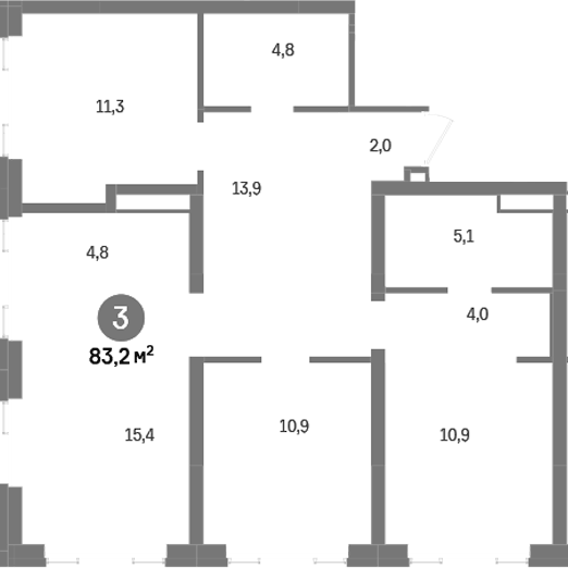 Планировка 4Е-к, 83,2 м² в ЖК Городские легенды